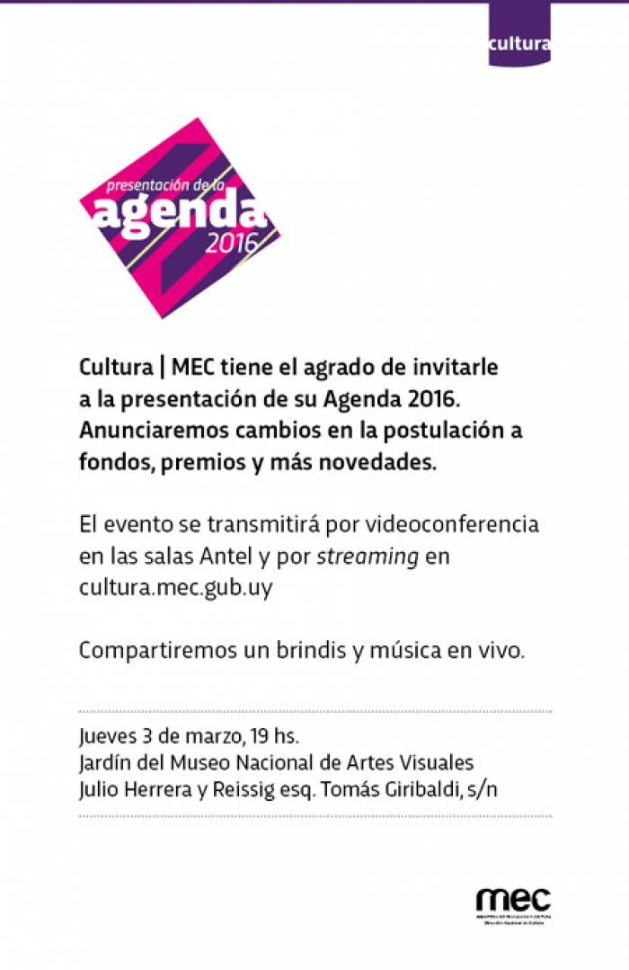  - Presentación agenda 2016 de la Dirección Nacional de Cultura - Museo Nacional de Artes Visuales