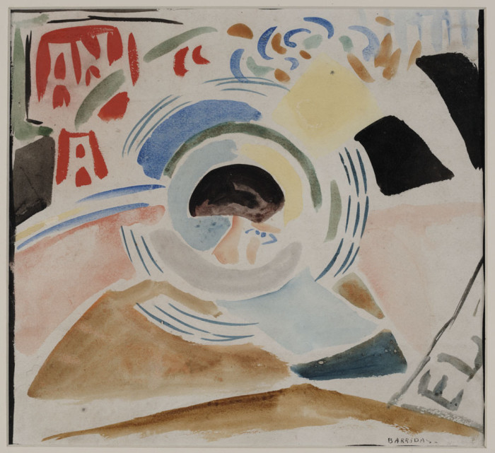 La taza de café, c.1917. Rafael Barradas (1890-1929). Acuarela sobre papel. 25 x 26 cm. Nº inv. 3378. - Barradas - Acuarelas en vibración - Colección MNAV - Museo Nacional de Artes Visuales