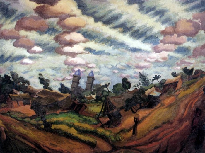 Suburbios de Florida, c.1931. José Cuneo (1887-1977). Óleo sobre madera. 73 x 100 cm. Nº inv. 1681. - 2017 Año Cuneo - Museo de Artes Visuales Ernesto Alexandro (MAVEA)/Centro Cultural Florida - Museo Nacional de Artes Visuales