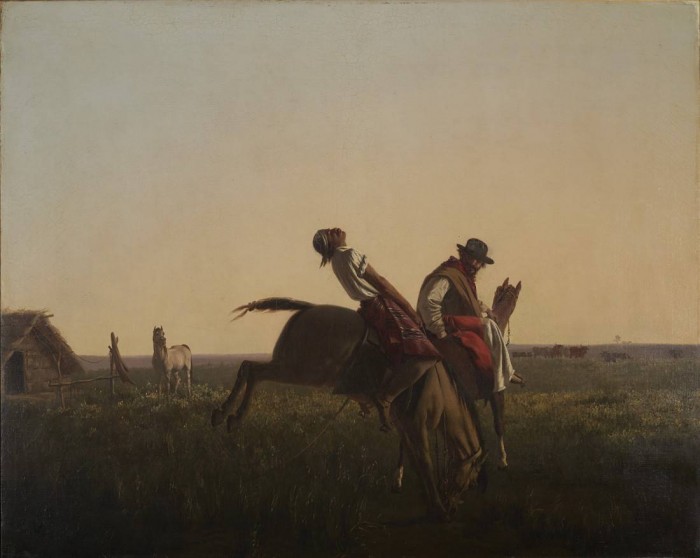 La doma, c.1875<br>Juan Manuel Blanes (1830-1901)<br>Técnica: Óleo<br>Soporte: Tela<br>Medidas: 80 x 100 cm - Los gauchitos de Blanes - Museo Nacional de Artes Visuales