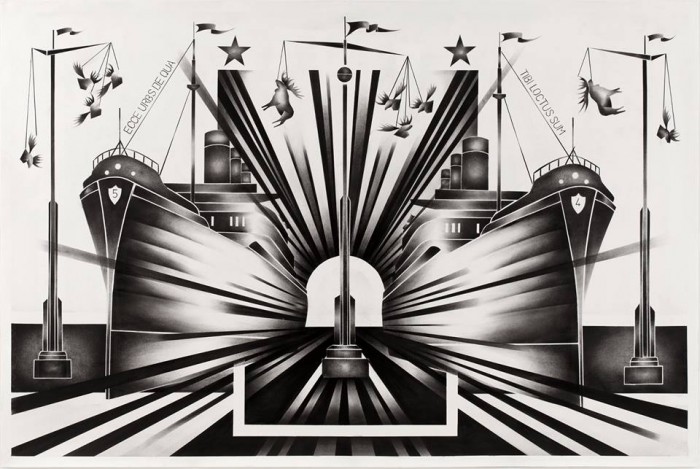 De ahora en adelante solo arbustos <br>Carbón sobre papel Fabriano ruvido 200 gr<br>1.00 x 1.50<br>2016 - Día Internacional de los Museos: visita guiada con Victor Lema Riqué - Museo Nacional de Artes Visuales