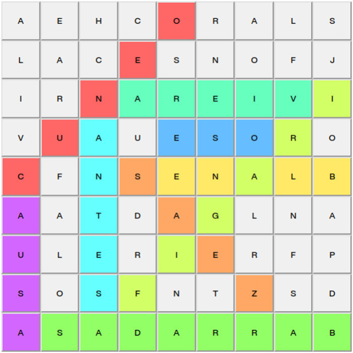 Sopa de letras, uno de los juegos desarrollados para el museo - Juegos del museo - Museo Nacional de Artes Visuales