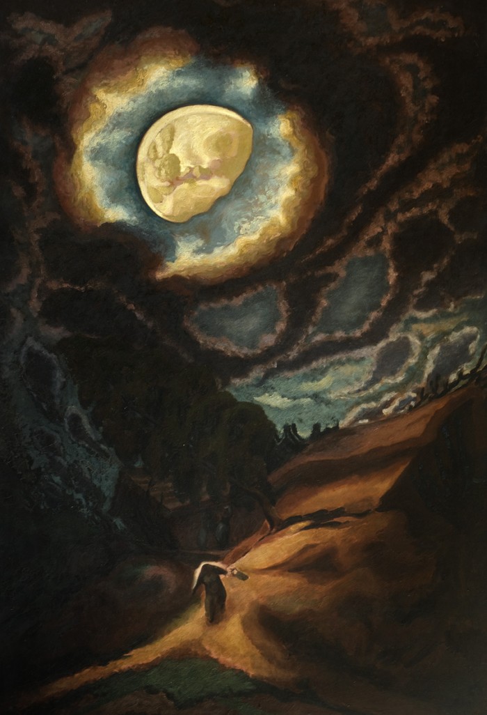 Ranchos del barranco<br>José Cuneo (1887-1977)<br>Técnica: Óleo<br>Soporte: Tabla<br>Medidas: 146 x 97 cm - Las lunas de Cuneo - Museo Nacional de Artes Visuales