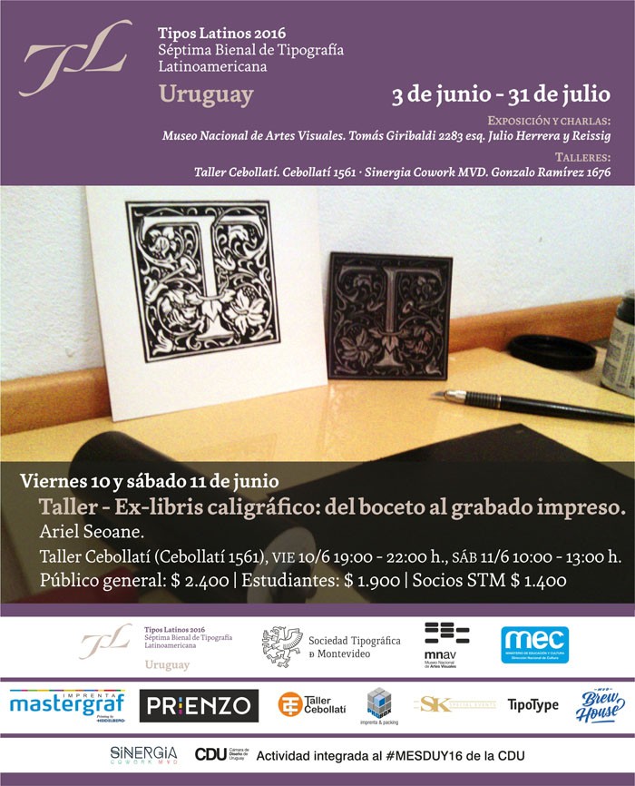  - Taller: Grabado en linóleo de exlibris caligráfico (día 1 y 2) - Museo Nacional de Artes Visuales