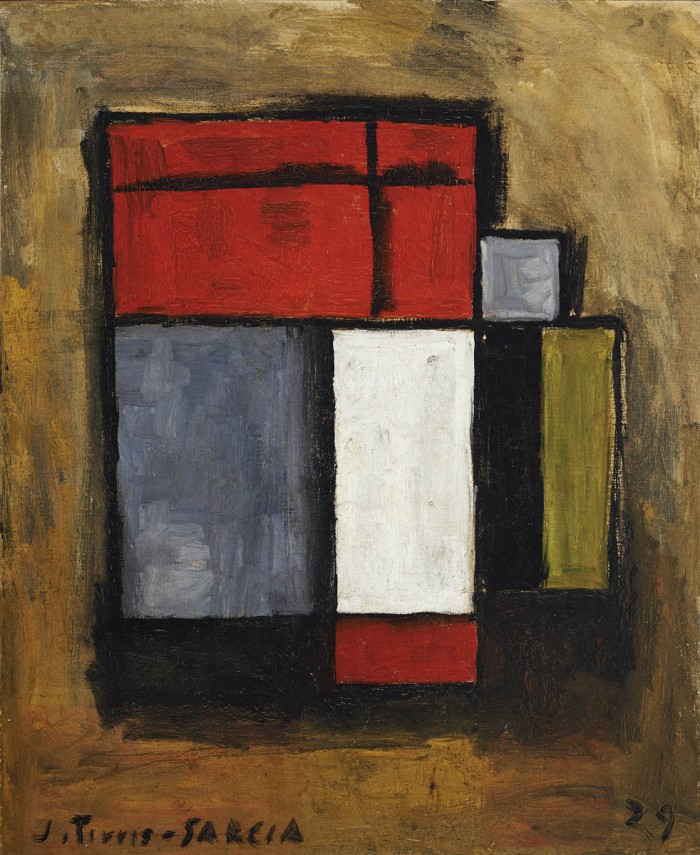 Formas abstractas, 1929<br>Óleo - Tela<br>61 x 50 cm - Joaquín Torres-García: un moderno en la Arcadia - Espacio Fundación Telefónica Madrid - Museo Nacional de Artes Visuales