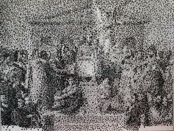 La apoteosis de Homero, 2002. Martín Verges Rilla (1975). Témpera y tinta de sello s/papel. 111 x 145 cm. Nº inv. 4816. - Artistas en sus propias palabras - Martín Verges Rilla - Museo Nacional de Artes Visuales
