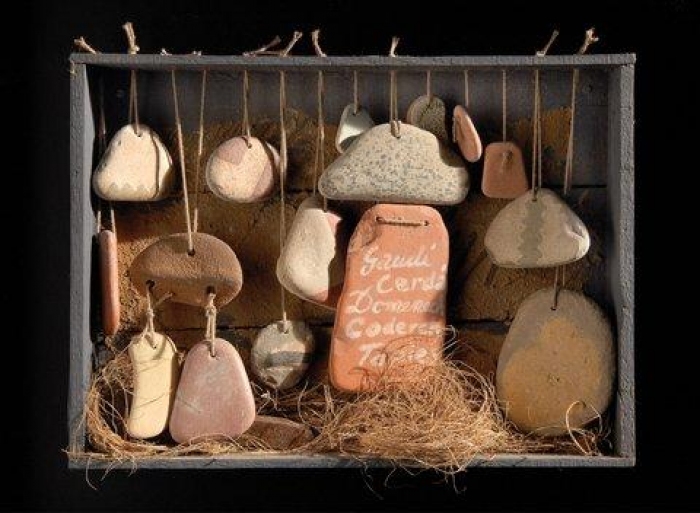 Recuerdo de la barceloneta, 1990<br>Técnica mixta, 41 x 52 cm<br>Colección del artista - Rafael Lorente Mourelle - Tránsitos y Desplazamientos - Museo Nacional de Artes Visuales