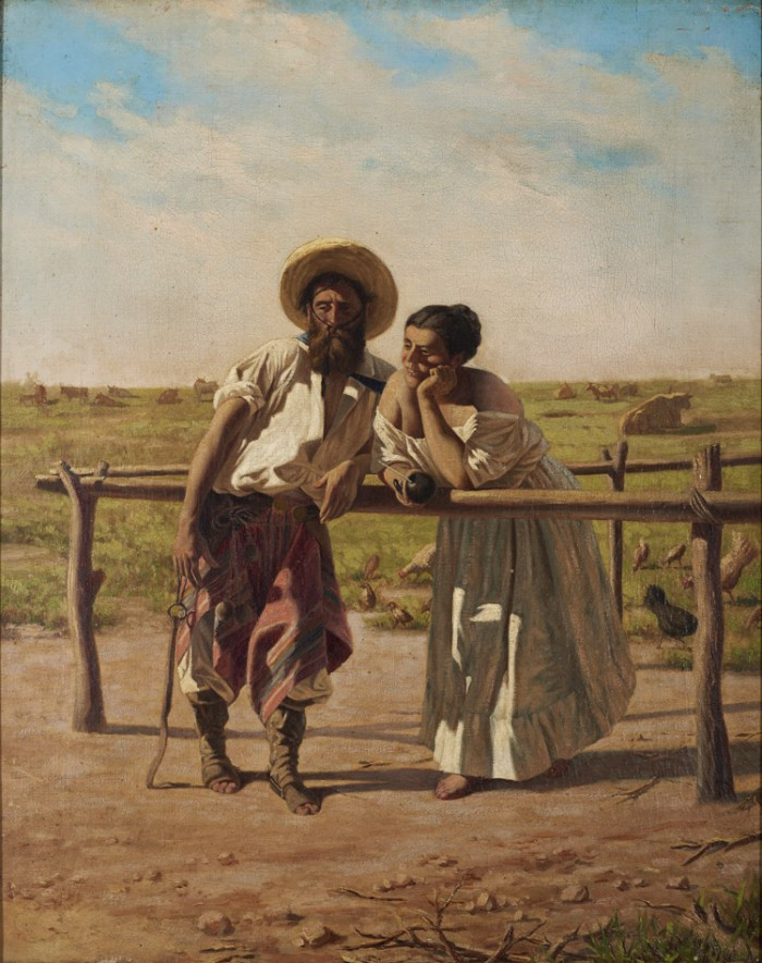 Uno de los tres chiripás (c.1881)<br>Juan Manuel Blanes (1830-1901)<br>Óleo sobre tela<br>51 x 41 cm<br>Nº de Inventario: 1145 - Pruebas de diseño - Museo Nacional de Artes Visuales