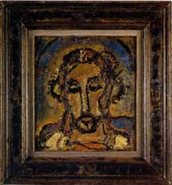 ROUAULT, Georges<br>ECCHE HOMO, 1952<br>Óleo sobre tabla<br>50 x 45 cm - Catálogo de la muestra 'La fe y el arte' - Quinta sección - Museo Nacional de Artes Visuales