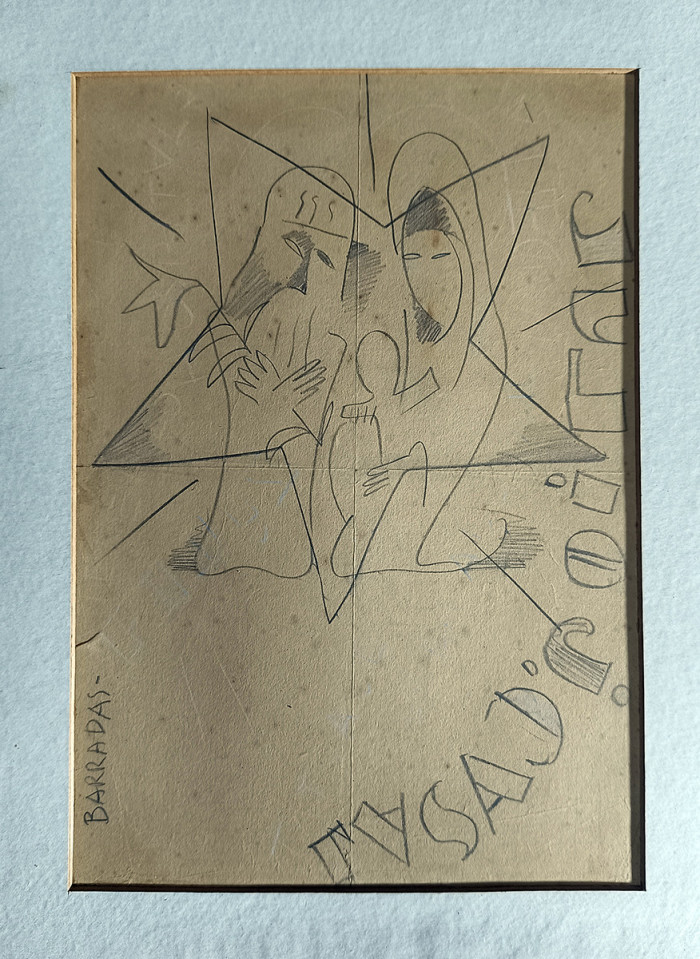 Dibujo a lápiz al poeta Julio Casal, s/f. Rafael Barradas (1890-1929). Lápiz sobre papel. 33 x 23 cm. Nº inv. 6940. - El MNAV recibe donación de obras de Rafael Barradas - Museo Nacional de Artes Visuales