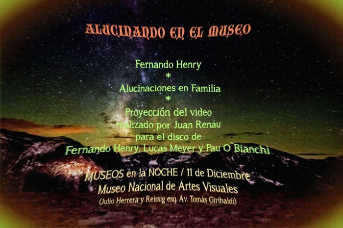 <b>Alucinando en el Museo</b><br>21:30, Auditorio - Video<br>22:30, Jardín - Espectáculo Musical - Museos en la Noche 2015 - Museo Nacional de Artes Visuales