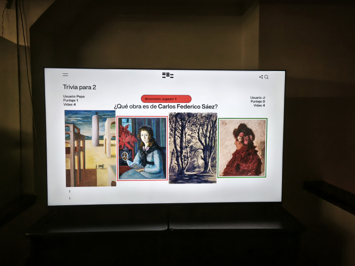 Aqui se indica con verde la opción correcta (4) y con rojo la seleccionada equivocada (2) - Trivia para 2 - Museo Nacional de Artes Visuales